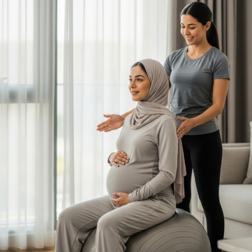 صورة جلسة الاستعداد للولادة - رحلة استرخاء مخصصة  للام الحامل في المنزل